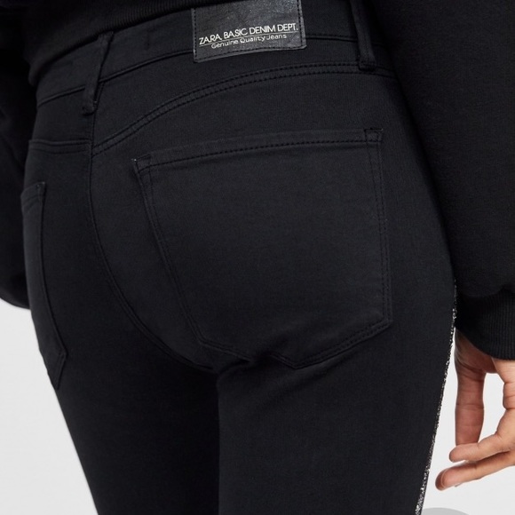 Zara gray light wash stretchy crystal studded ankle legging denim pants size 10 - Picture 6 of 14